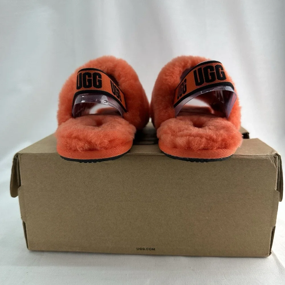 UGG Toddler Girls Fluff Yeah Slide Slippers Size 11T Hong Orange New w/ Box